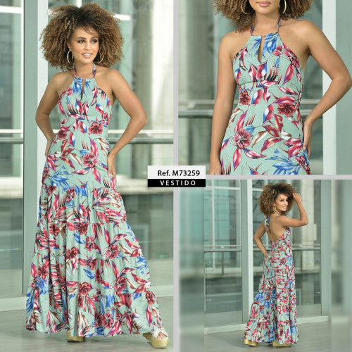 M73259 VESTIDO CHALIS ESTAMPADO VERDE