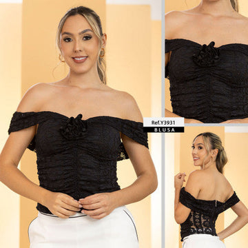 Y3931 BLUSA BLONDA NEGRO