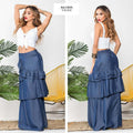 M73039 FALDA EN CHAMBRAY AZUL INDIGO OSCURO