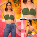 Y3489 CROP TOP RIB VERDE MILITAR