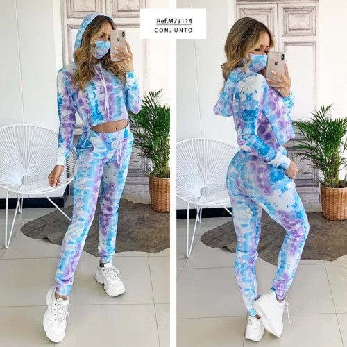 M73114 CONJUNTO ESCUBA CREPE ESTAMPADO AZUL