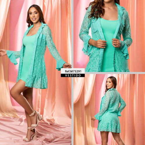 M73291 VESTIDO BLONDA VERDE MENTA