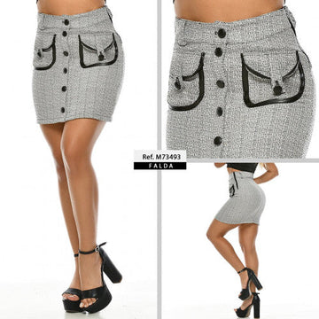 M73493 FALDA COCO TEJIDA ESTAMPADO NEGRO