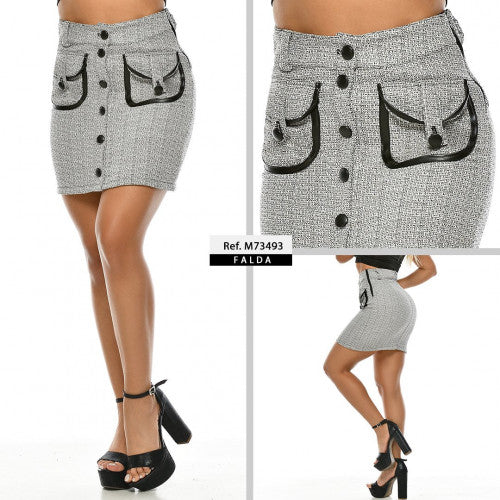 M73493 FALDA COCO TEJIDA ESTAMPADO NEGRO