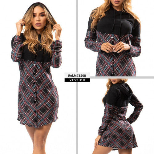 M73208 VESTIDO BURDA Y CHALIS NEGRO