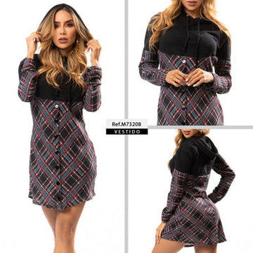 M73208 VESTIDO BURDA Y CHALIS NEGRO