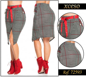 M72593 FALDA LIVERPOOL CUADROS ESTAMPADO ROJO