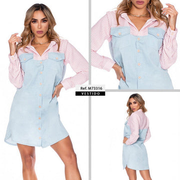M73316 VESTIDO CHAMBRAY AZUL INDIGO CLARO