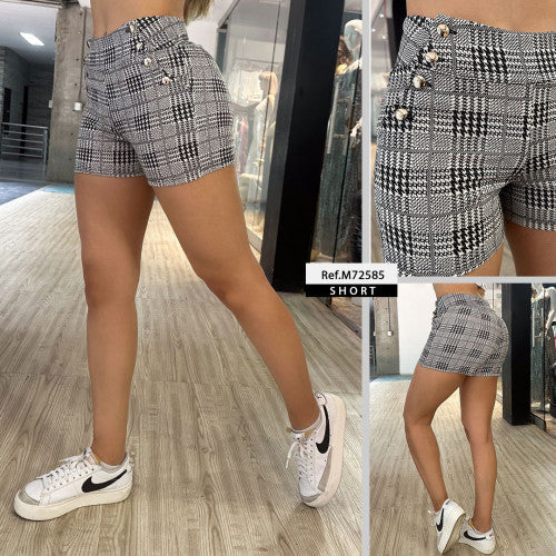 M72585 SHORT PUNTO ROMA ESTAMPADO NEGRO