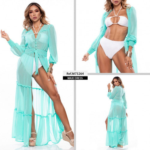 M73264 VESTIDO CHIFON VERDE MENTA