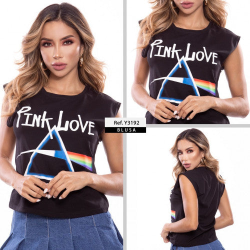 Y3192 BLUSA CENTA FROCEN NEGRO