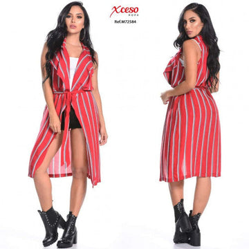 M72584 CARDIGAN CHALIS RAYAS VINOTINTO