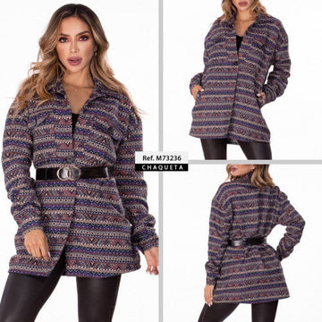 M73236 CHAQUETA TEJIDA ESTAMPADO NEGRO