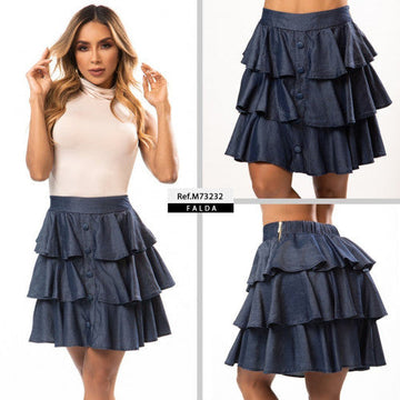 M73232 FALDA CHAMBRAY TENCEL AZUL INDIGO OSCURO