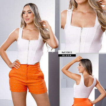 Y3812 BLUSA BENGALINA BLANCO