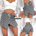 M73336 FALDA SHORT BENGALINA CUADROS ESTAMPADO GRIS OSCURO