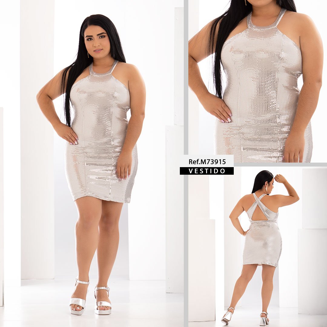 M73915 VESTIDO LENTEJUELA PLATA