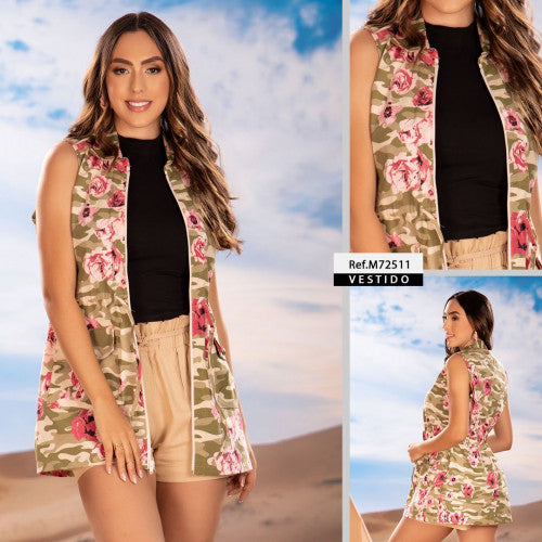 M72511 VESTIDO DRIL CAMUFLADO TRANQUILIDAD ESTAMPADO VERDE