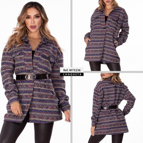 M73236 CHAQUETA TEJIDA ESTAMPADO NEGRO