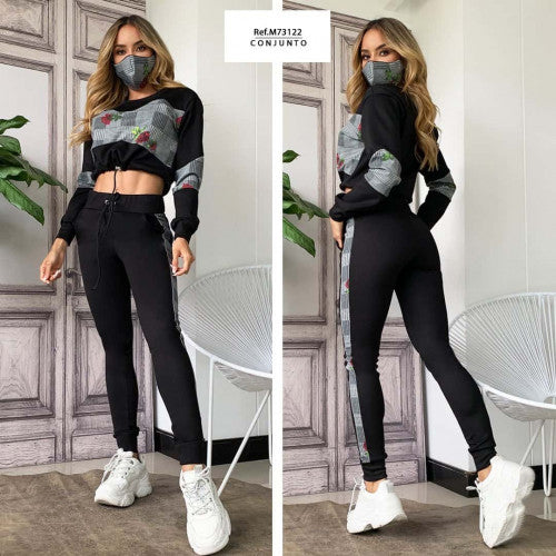 M73122 CONJUNTO BOSSE ESTAMPADO NEGRO