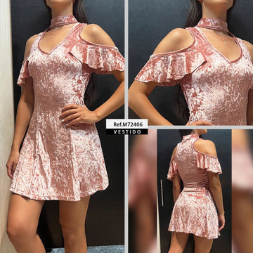 M72406 VESTIDO VELVETEEN PALO DE ROSA