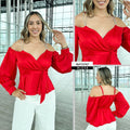 Y3767 BLUSA SATIN ROJO