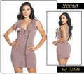 M72598 VESTIDO SARTO CUADRITOS ESTAMPADO ROJO