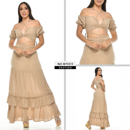 M73515 VESTIDO CHALIS CAMEL OSCURO