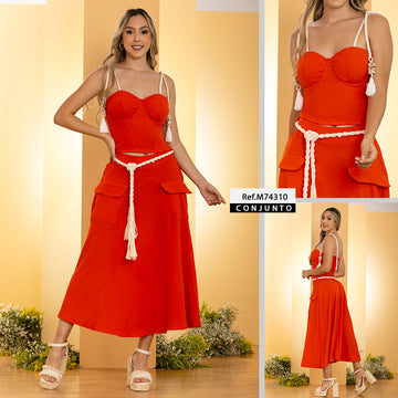 M74310 CONJUNTO CHALIS DIAGONAL POLIESTER ROJO