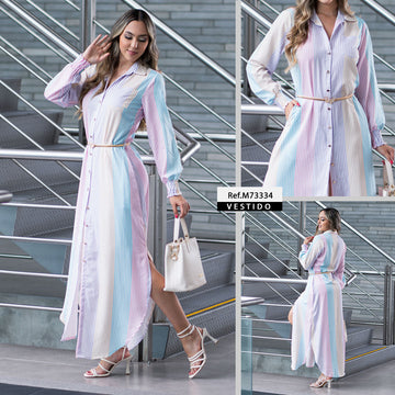 M73334 VESTIDO FALSO CHALIS ESTAMPADO RAYAS