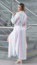 M73334 VESTIDO FALSO CHALIS ESTAMPADO RAYAS
