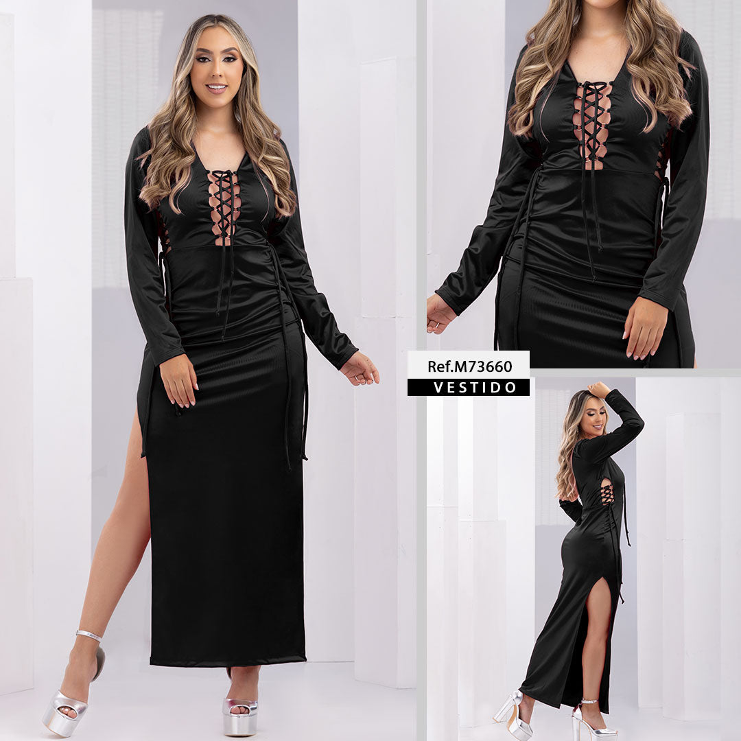 M73660 VESTIDO LICRA ESPEJO NEGRO