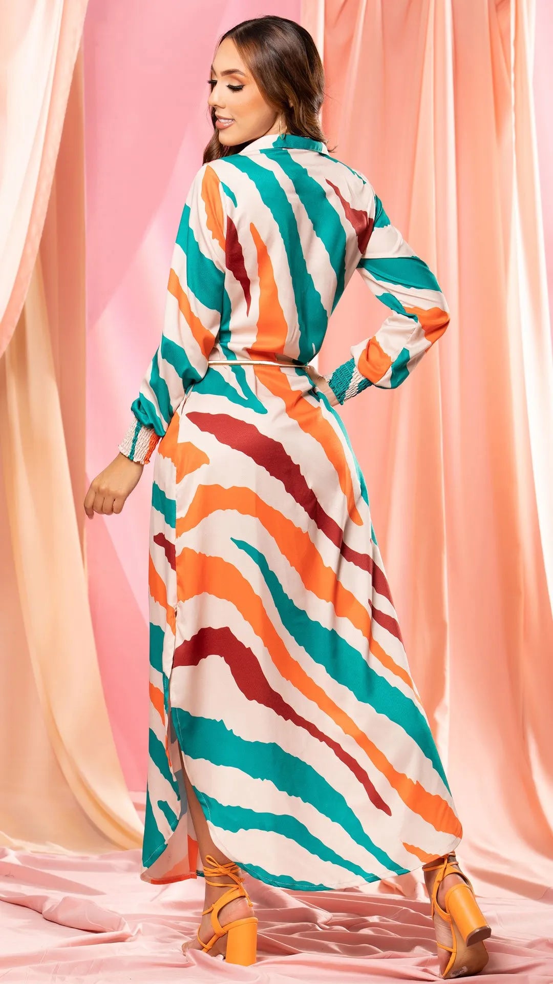 M73701 VESTIDO CHALIS DIAGONAL ESTAMPADO  MULTICOLOR