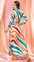 M73701 VESTIDO CHALIS DIAGONAL ESTAMPADO  MULTICOLOR