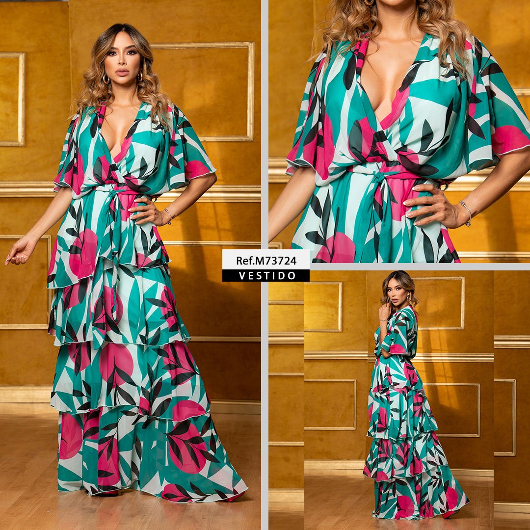 M73724 VESTIDO CHIFON VERDE