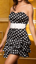 M73738 VESTIDO SATIN BOLAS  ESTAMPADO NEGRO