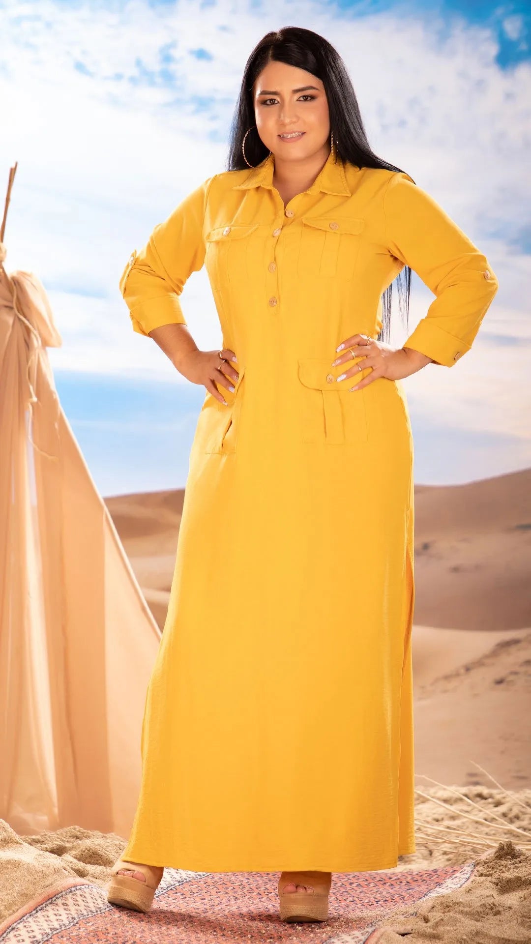 M73837 VESTIDO MOSTAZA