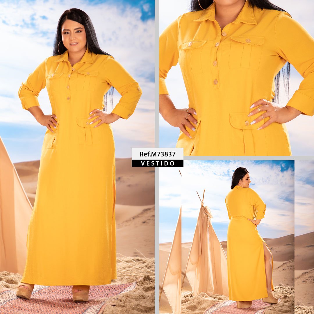M73837 VESTIDO MOSTAZA