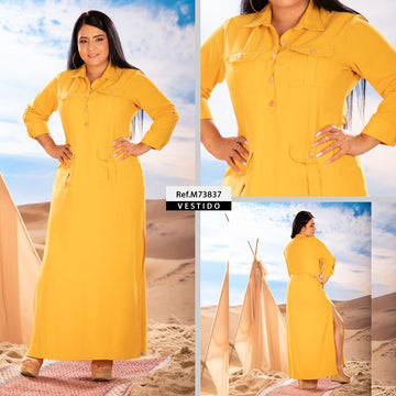 M73837 VESTIDO MOSTAZA