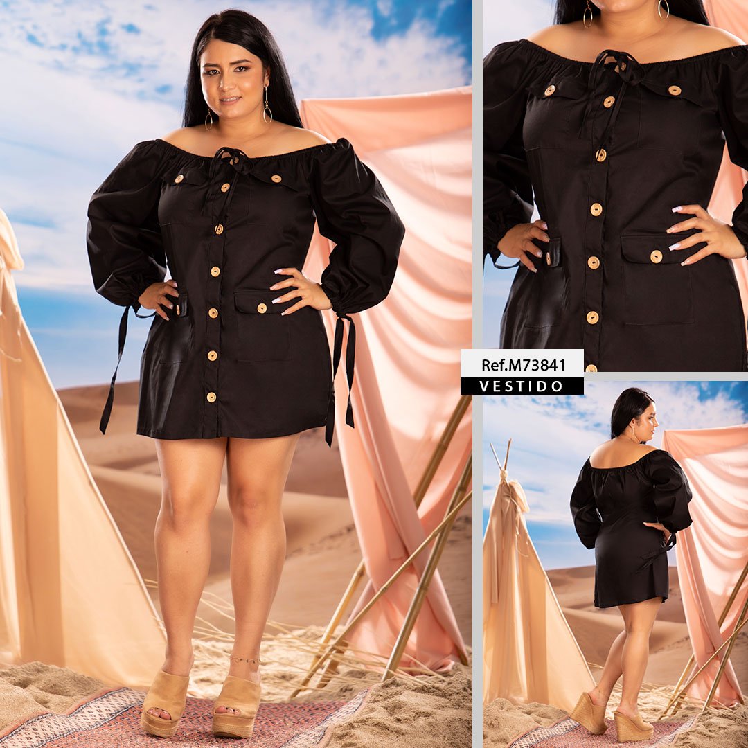 M73841 VESTIDO POPELINA NEGRO