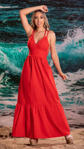 M73844 VESTIDO POPELINA ROJO CLARO