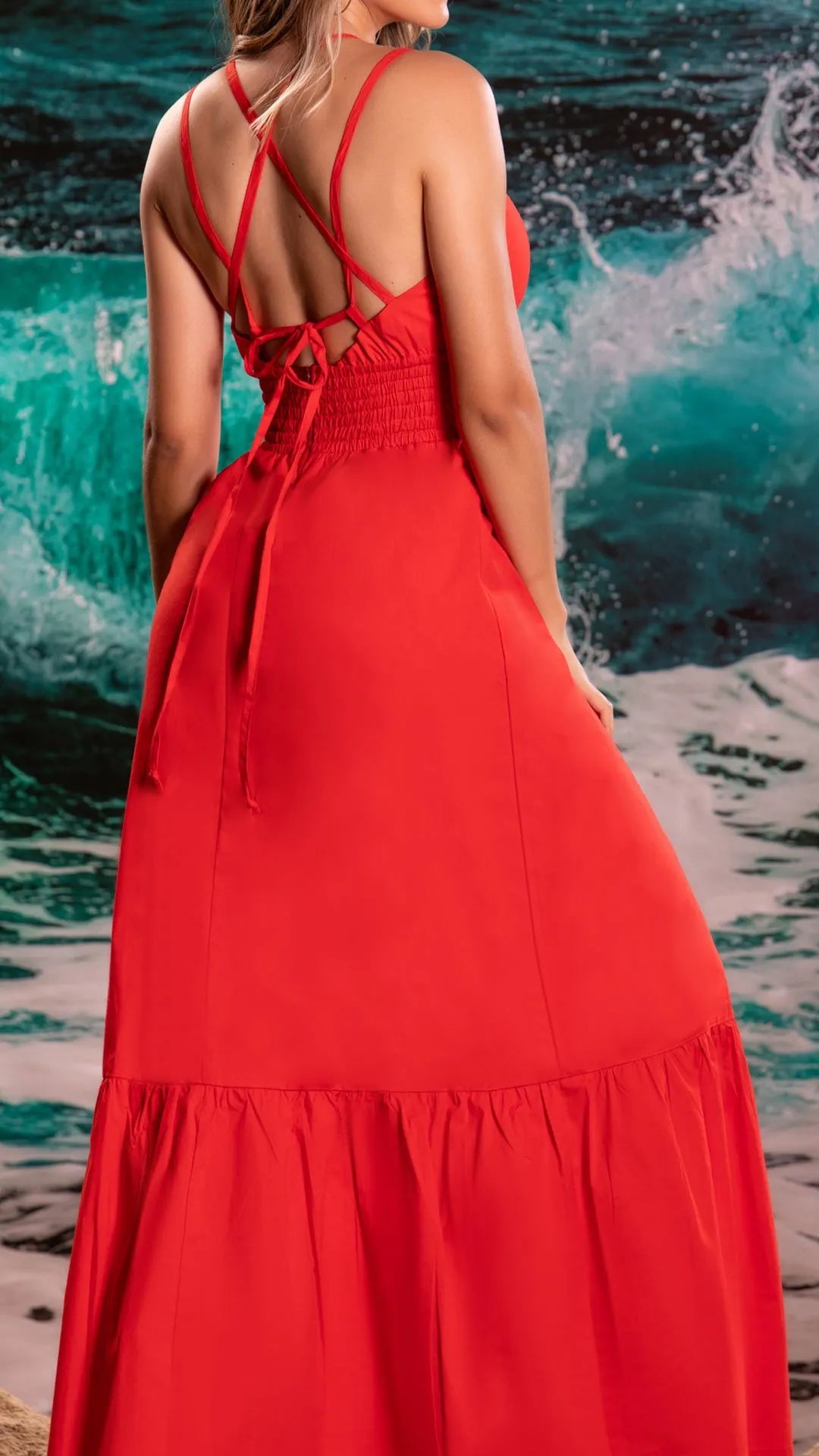 M73844 VESTIDO POPELINA ROJO CLARO