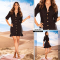 M73861 VESTIDO LINO NEGRO