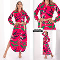 M73884 VESTIDO CHALIS DIAGONAL ESTAMPADO FUCSIA