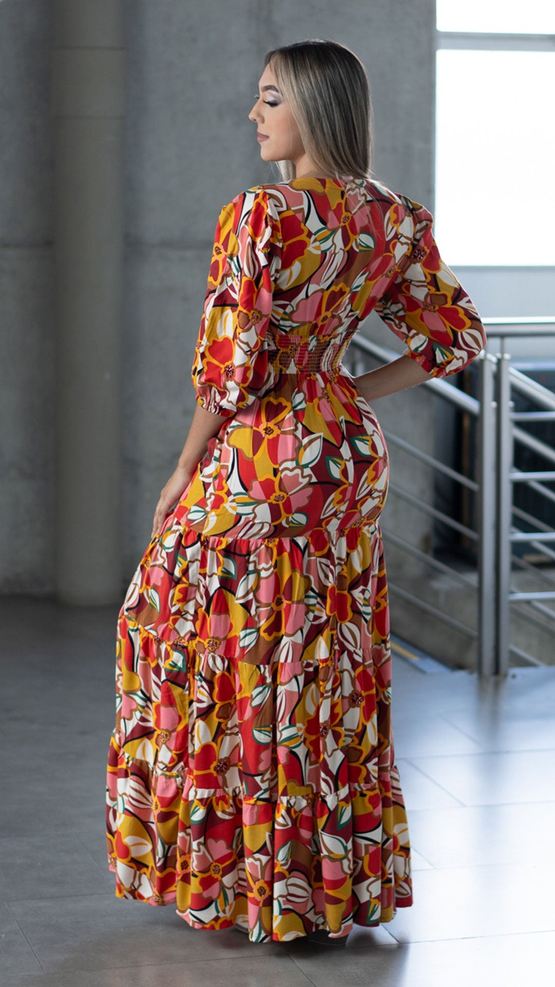 M73889 VESTIDO CHALIS ESTAMPADO ROJO
