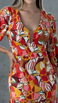 M73889 VESTIDO CHALIS ESTAMPADO ROJO