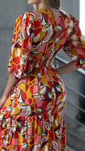 M73889 VESTIDO CHALIS ESTAMPADO ROJO