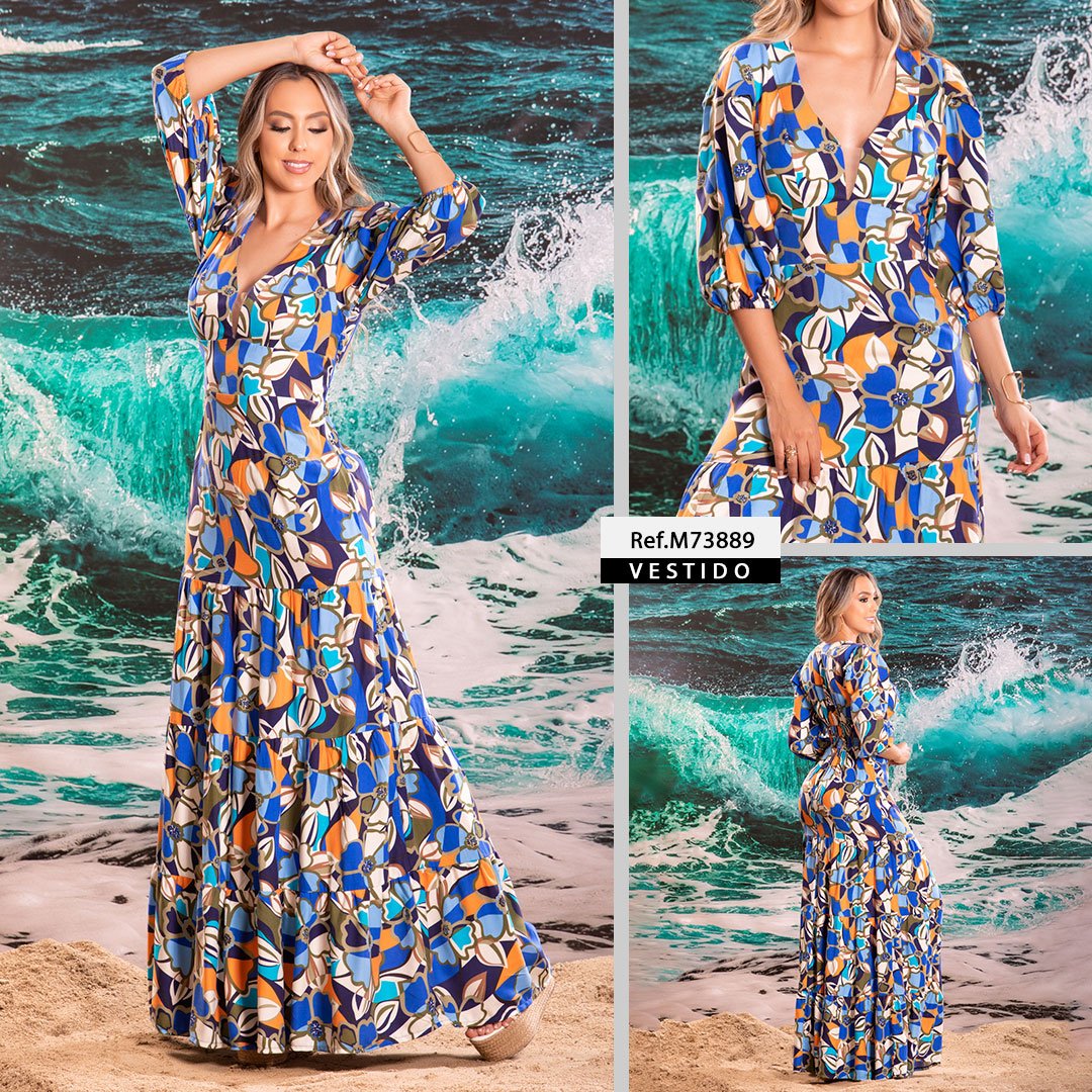 M73889 VESTIDO CHALIS ESTAMPADO AZUL
