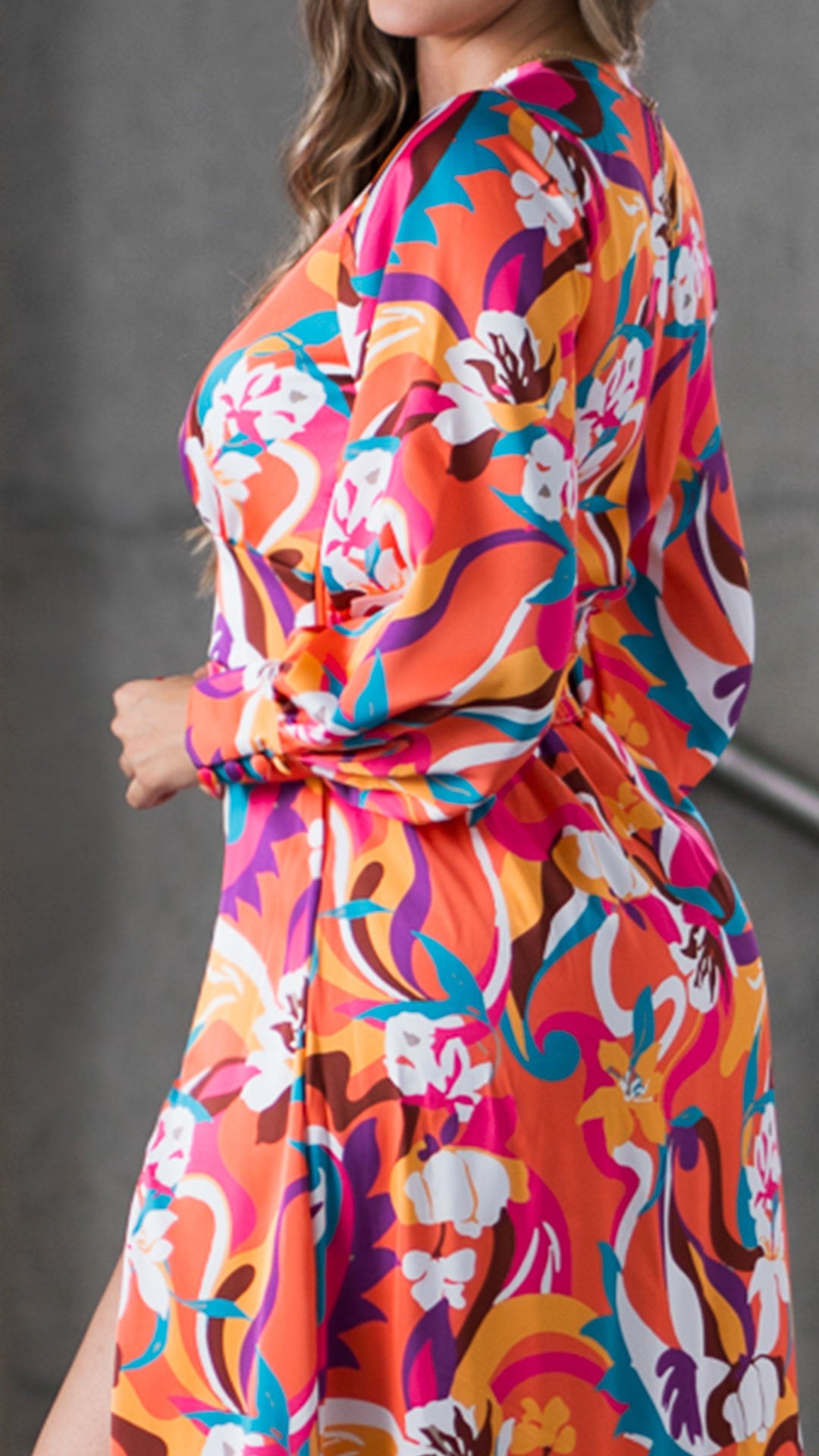 M73899 VESTIDO SATIN ESTAMPADO NARANJA