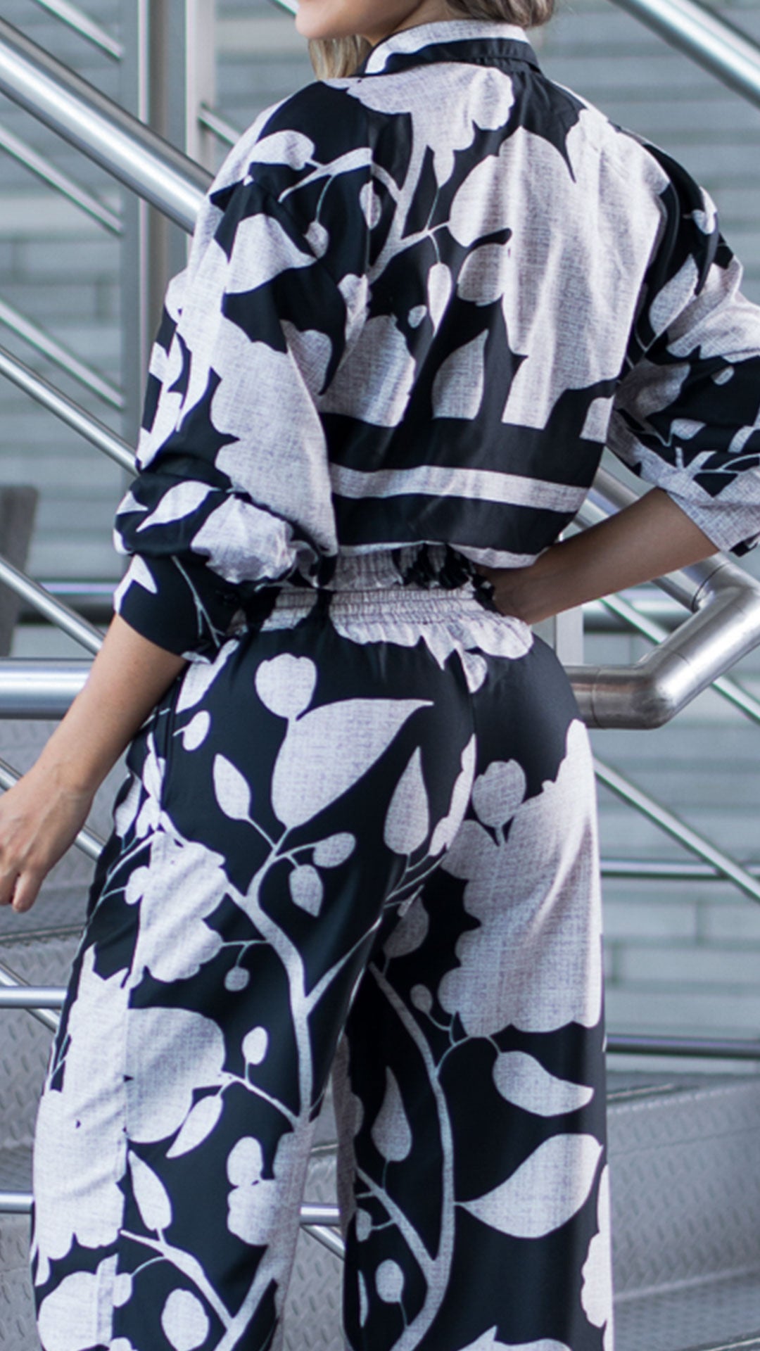 M73900 CONJUNTO CHALIS ESTAMPADO NEGRO